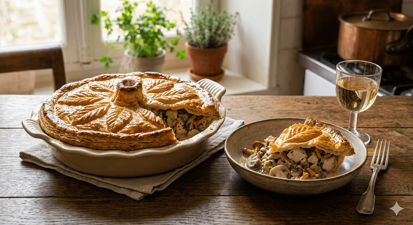 Recette tourte au Poulet et aux Champignons